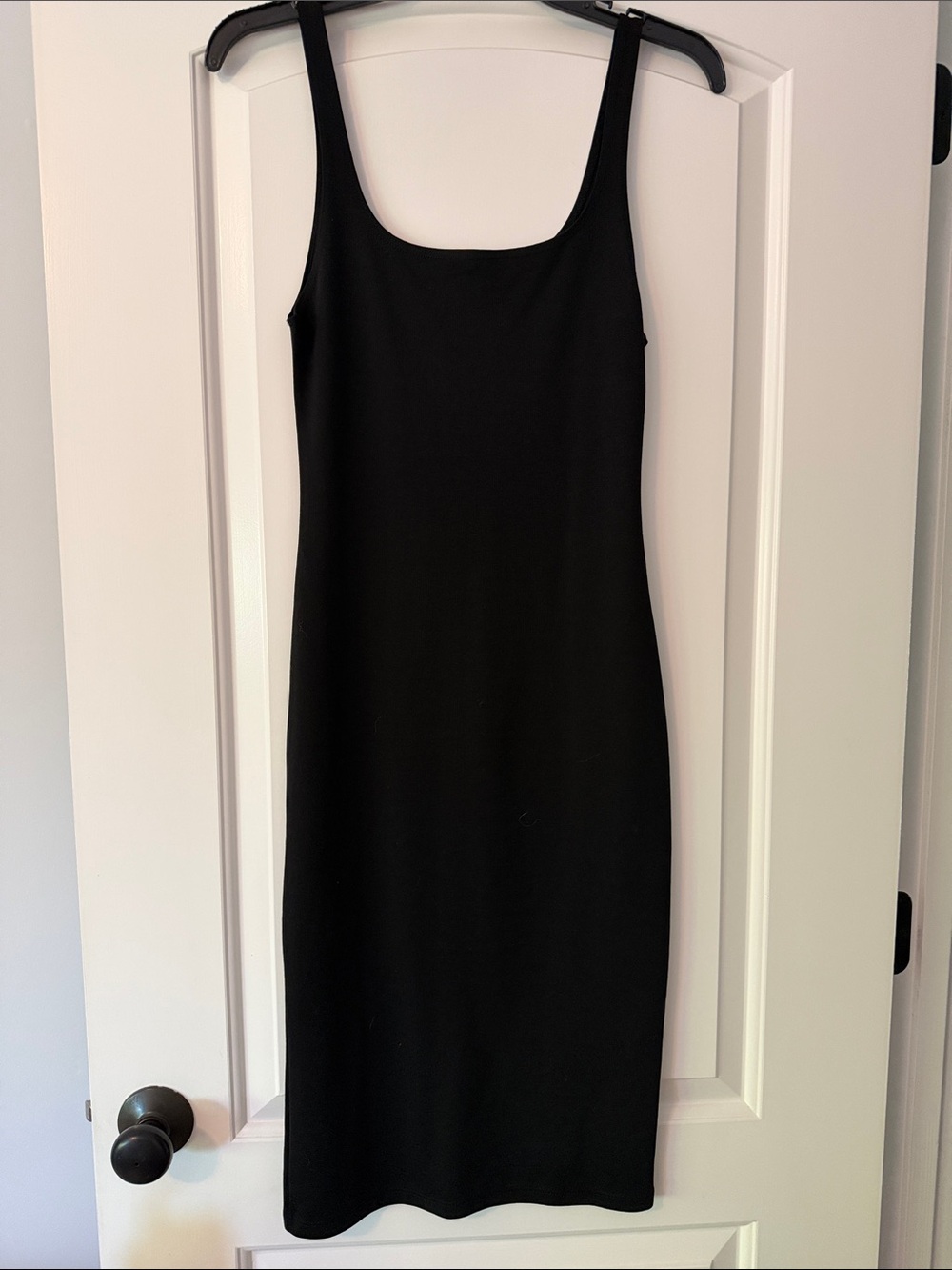 Zara Black Midi Square-Neck Tank Dress